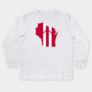 Wisconsin Stripe Kids Long Sleeve T-Shirt